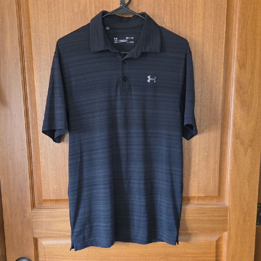 Under Armour Men's Black Stripe Performance Polo Size Small Golf Athliesure